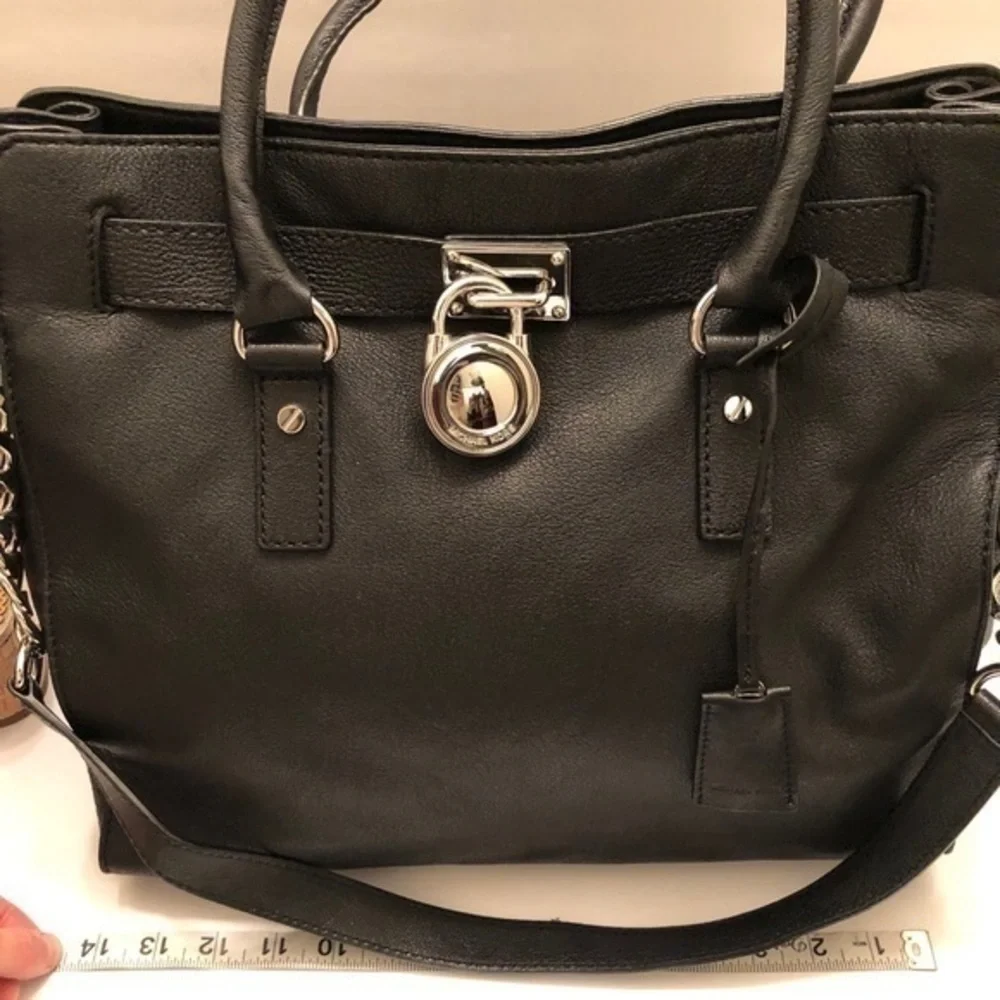 Michael kors black leather large Hamilton tote bag